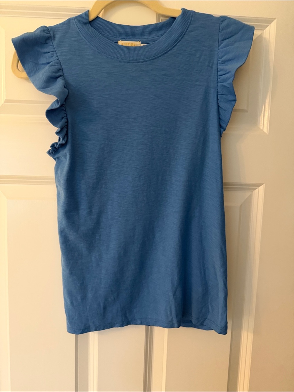 Nation LTD Blue Ruffle Sleeve Tee